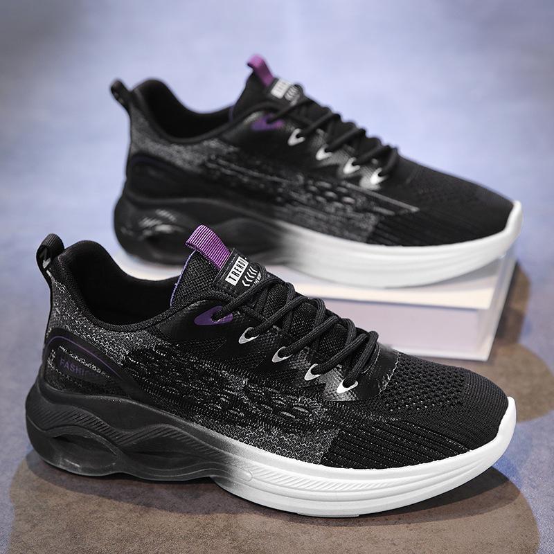 

Men s shoes 2025 summer new youth trend breathable mesh fly knit shoes design soft sole sporty style casual shoes 44 чёрный