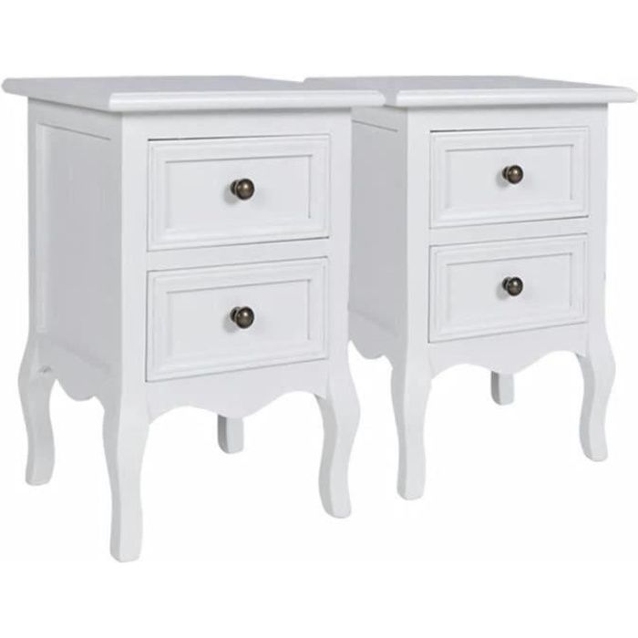 VidaXL Table de chevet 2 pcs avec 2 tiroirs MDF Blanc