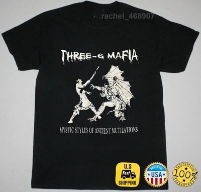 T-shirt Nera Vintage Mystic Styles dei Three 6 Mafia