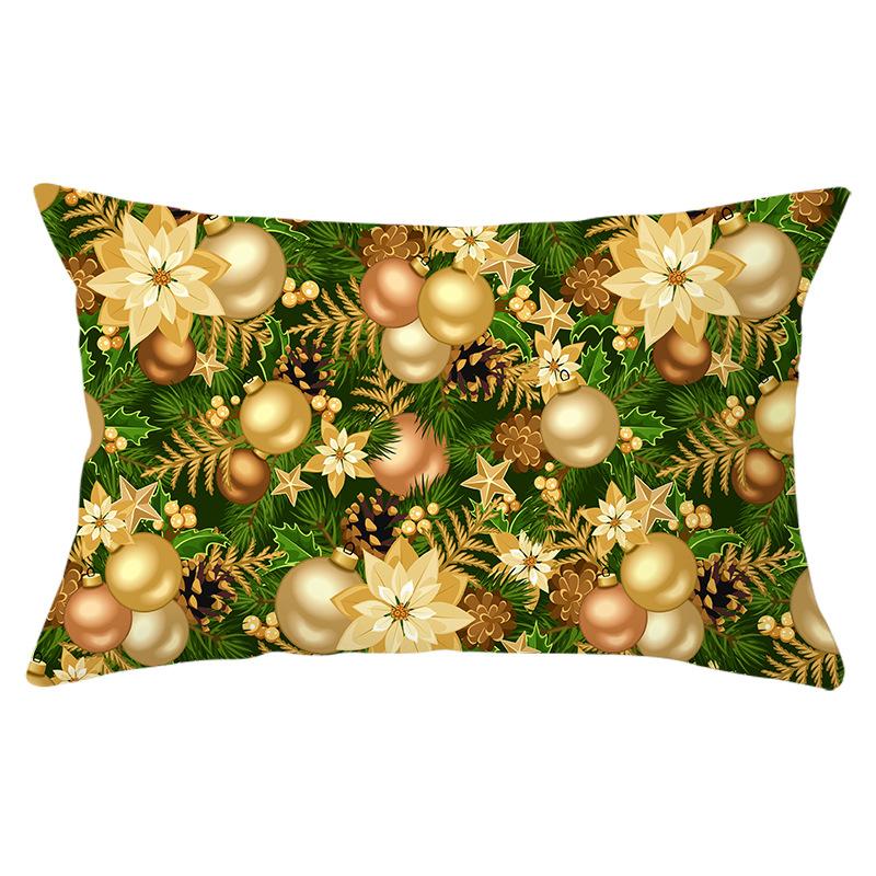 Green Series Christmas Peach Skin Printed Waist Pillowcase Square Sofa Pillowcase Office Pillowcase