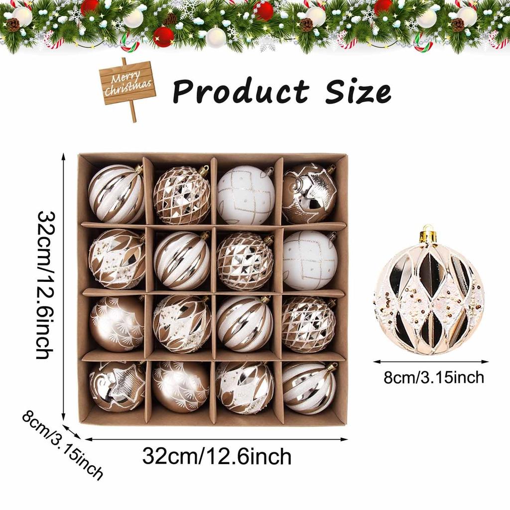 SVNVIOZ Christmas Ball Set of Gorgeous and Stylish Christmas Tree Nordic-style Ornaments, 16, Decorations.
