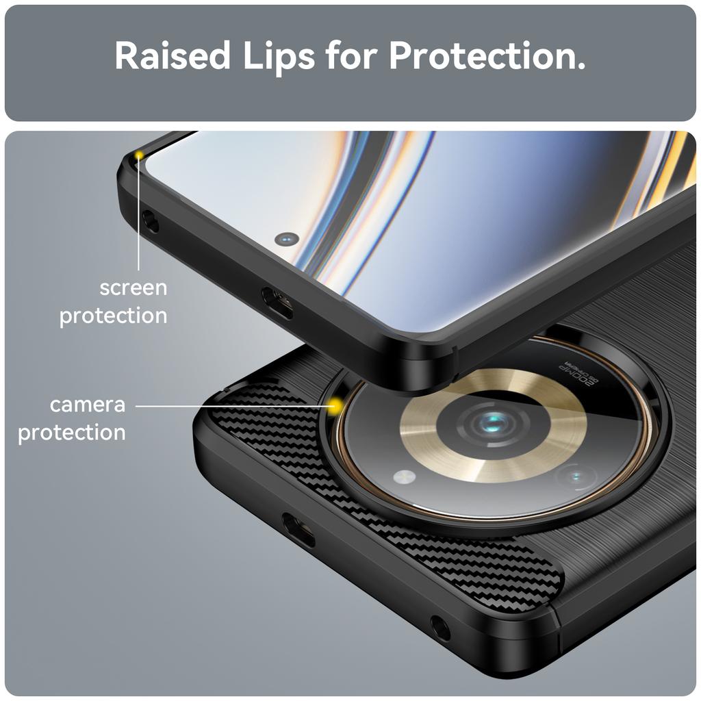 For Realme 11 Pro+ 5G/11 Pro 5G Brushed Soft TPU Phone Case Carbon Fiber Texture Back Cover
