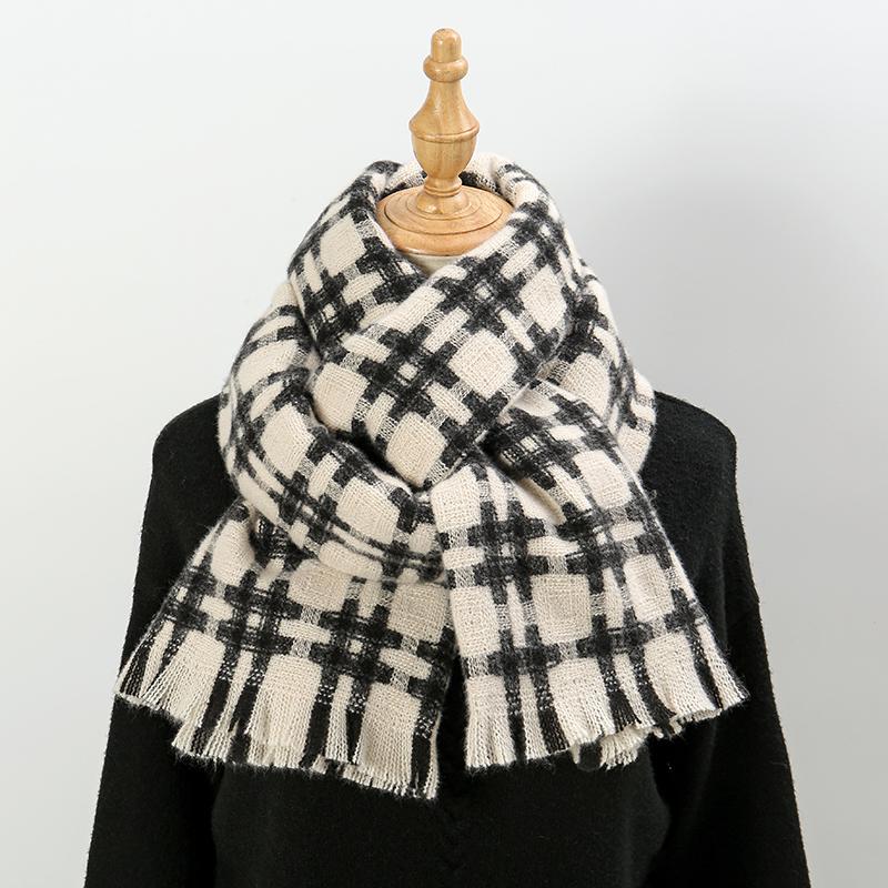 

Winter Plaid Pashmina Shawls Scarf Woman Winter Warm Scarves Fashion Lady Long Wraps Thickened Cashmere Like Muffler Neckerchief