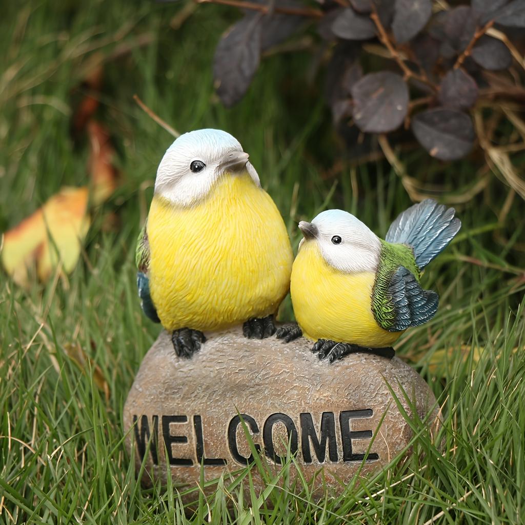 Bird Garden Decor, Welcome Sign Sculptures Statues for Yard Patio Lawn Funny Fairy Ornaments Outside Figurine Home Decorations
