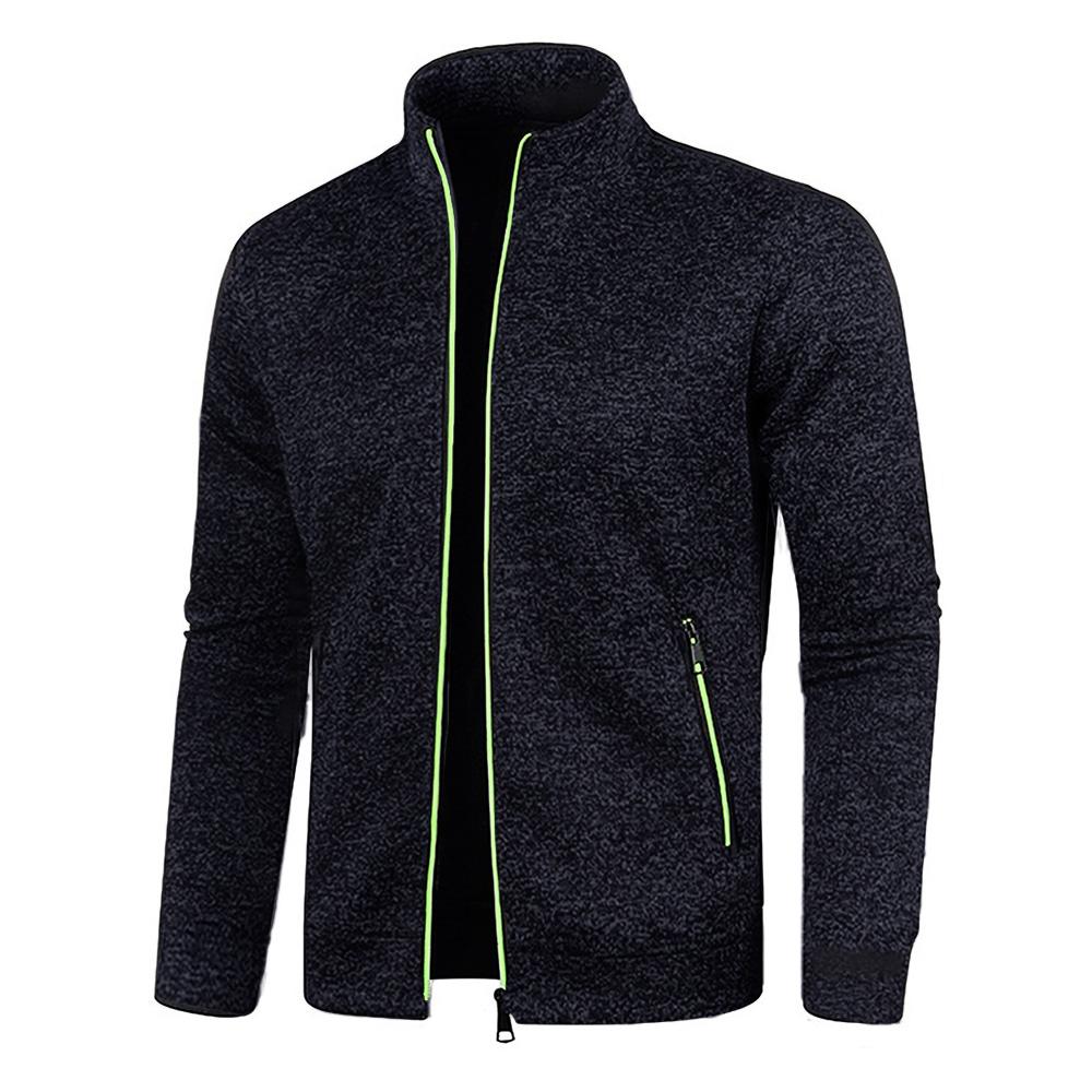 Autumn Winter Men's Zipper Knit Long Sleeves Thin Cashmere Fashion Top Sweater Coat