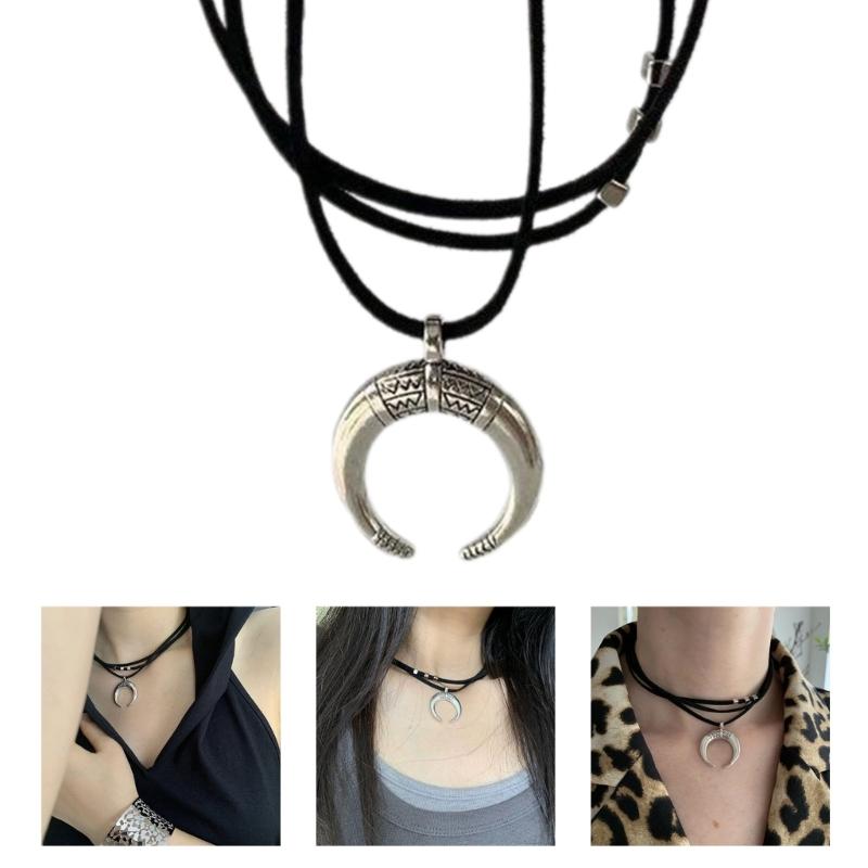 Μοντέρνο Κολιέ με Κρεμαστό Κέρατο Φεγγαριού Αλυσίδα Πολλαπλών Στρώσεων Απλά Κοσμήματα Αλυσίδα Κλείδας Στρωτό Choker Δώρο