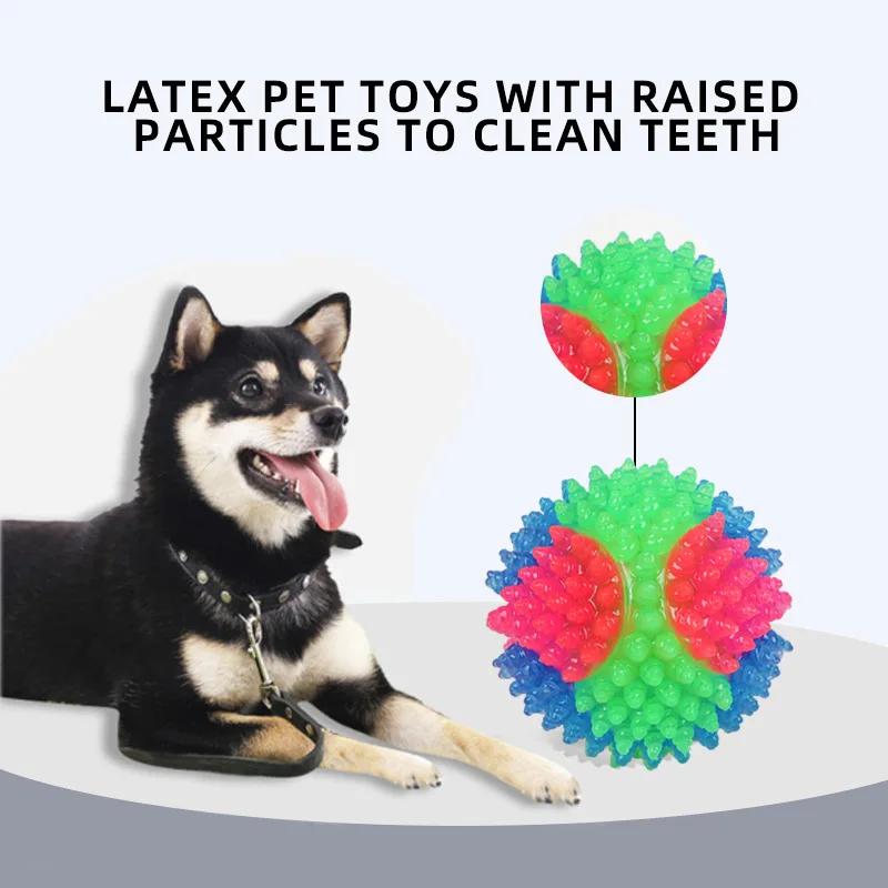 Hot Selling Small Dog Flash Pet Ball TPR Three Color Glowing Elastic Ball Training Interactive Throwing Dog Ball Dog Toys For