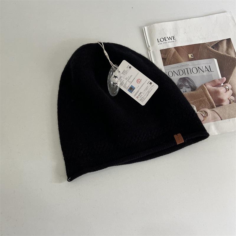 All-wool Knitted Hat, Autumn and Winter Loose Push Hat, Women's Ear Protectors, Headgear, Thermal Cover Hat, Wool Hat