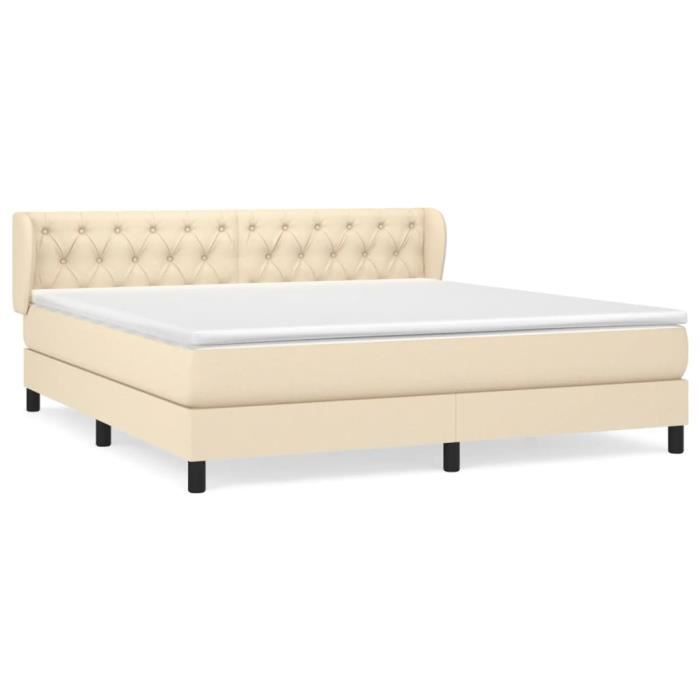 3126498 vidaXL Lit à sommier tapissier avec matelas Crème 160x200 cm Tissu