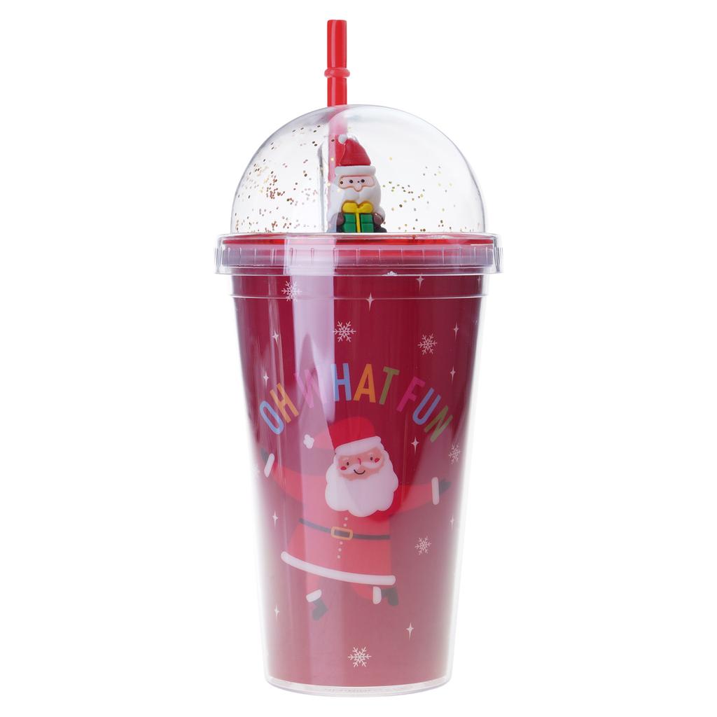 450ml Reusable Tumbler with Lid and Straw Christmas Santa Snowman Coffee Mug Xmas Cup Water Bottle Kids Christmas Gift