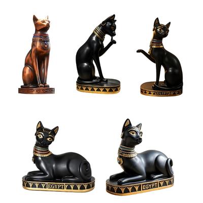 Altes Ägypten Harz Katzen Göttin Bastet Figur für Regal Styling, Indoor Dekorative Statue für Schreibtische und Vitrinen