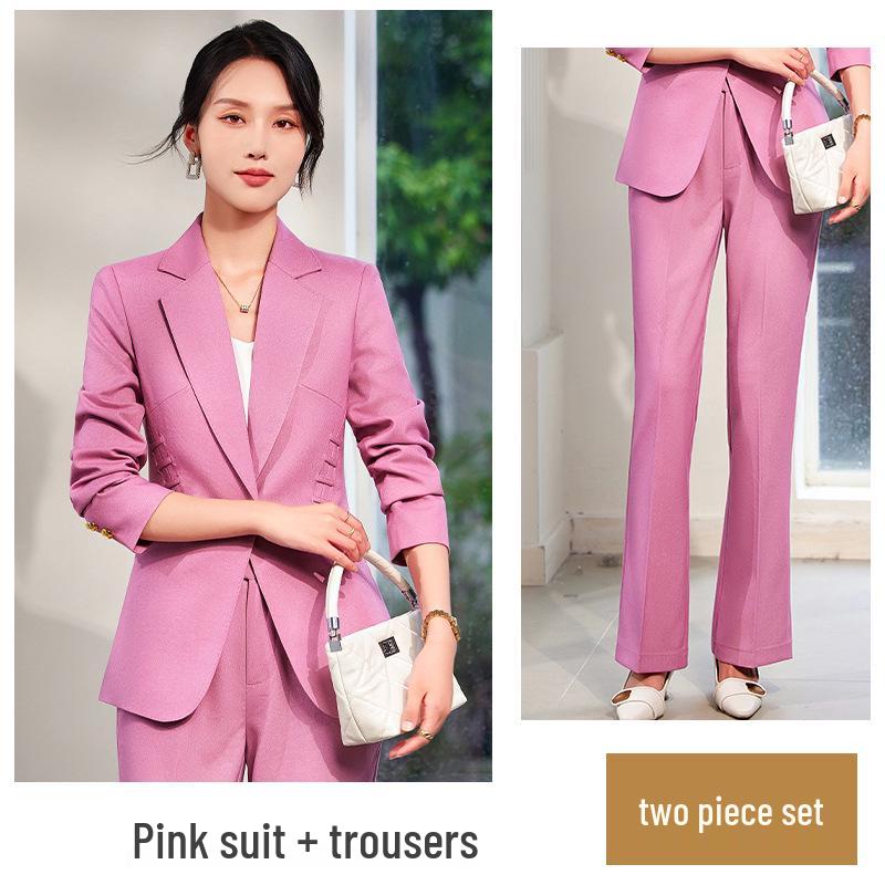 Zihong 2024 Autumn Pink Chic High-End Fashion Suit for OL Commute
