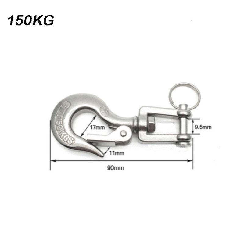 304 Stainless Steel Swivel Lifting Hook Steel Eye Hook With Latch Rigging Accessory