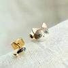 1 Pair Korean Women Cute Cat Fish Rhinestone Stud Earrings Fashion Jewelry