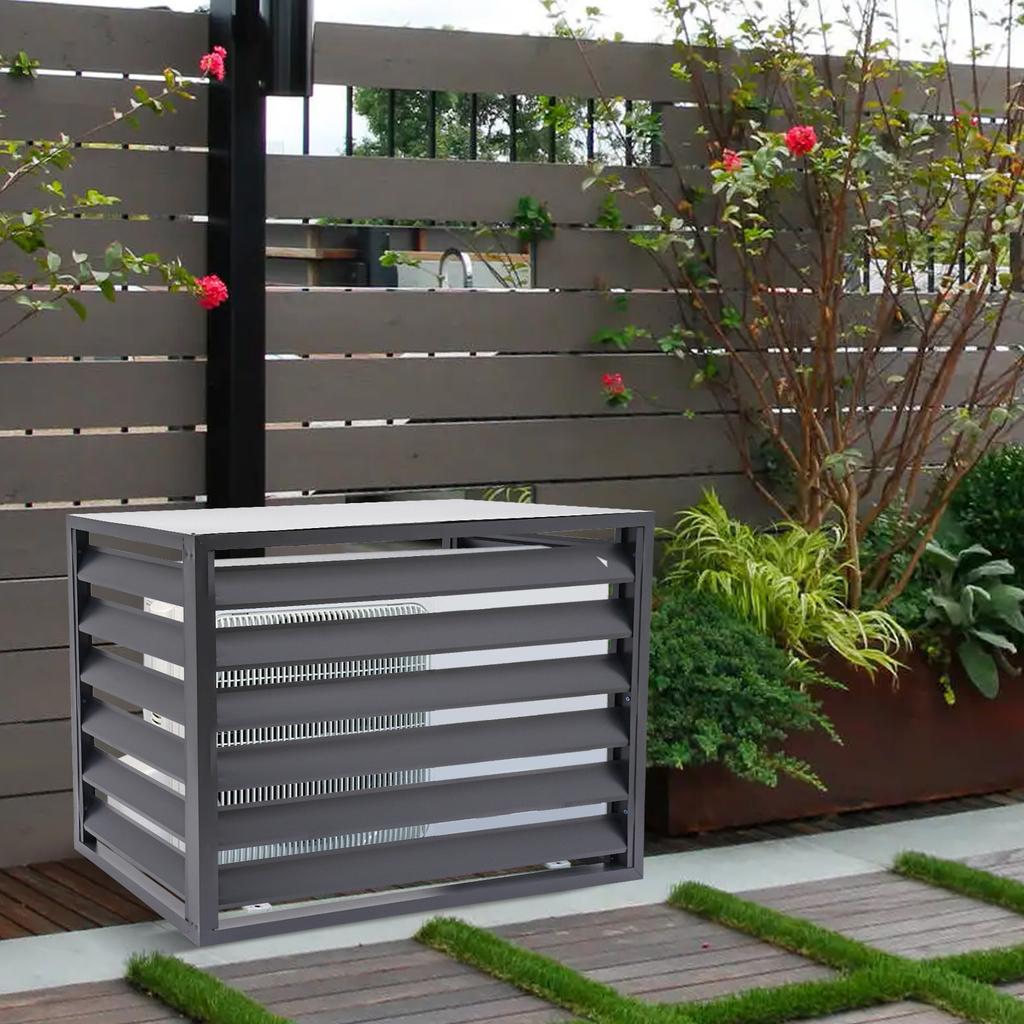 Outdoor Privacy Fence for 1.5P Air Conditioning, Aluminum Alloy Four Sided Space Divider, Balcony Garden Guardrail Flower Rack
