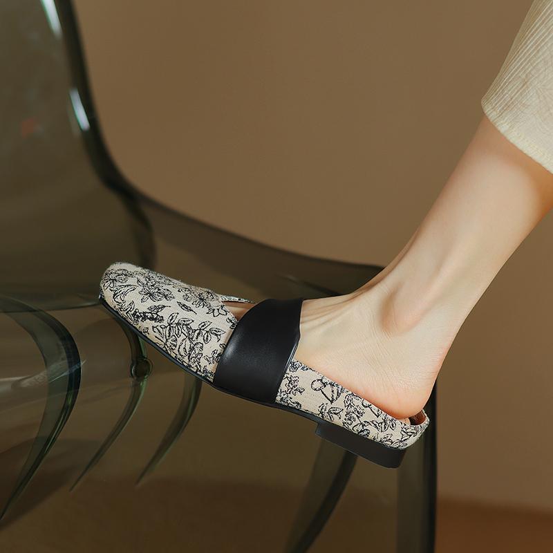 Fashion 2025 New Summer Slippers Square Toe Fashion Hollow Out Sandals Shoes for Women Zapatos De Mujer Ladies Shoes Mesh Mules