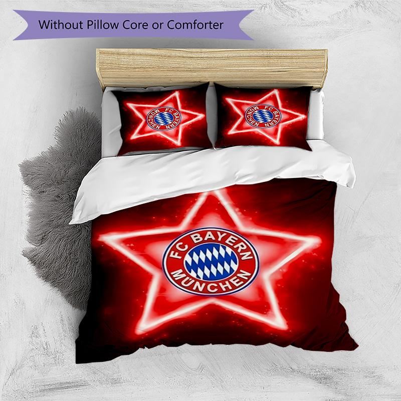 3pcs FC Bayern München logo pattern bedding set duvet cover set includes duvet cover &pillowcases,perfect all season bedroom decoration&gift