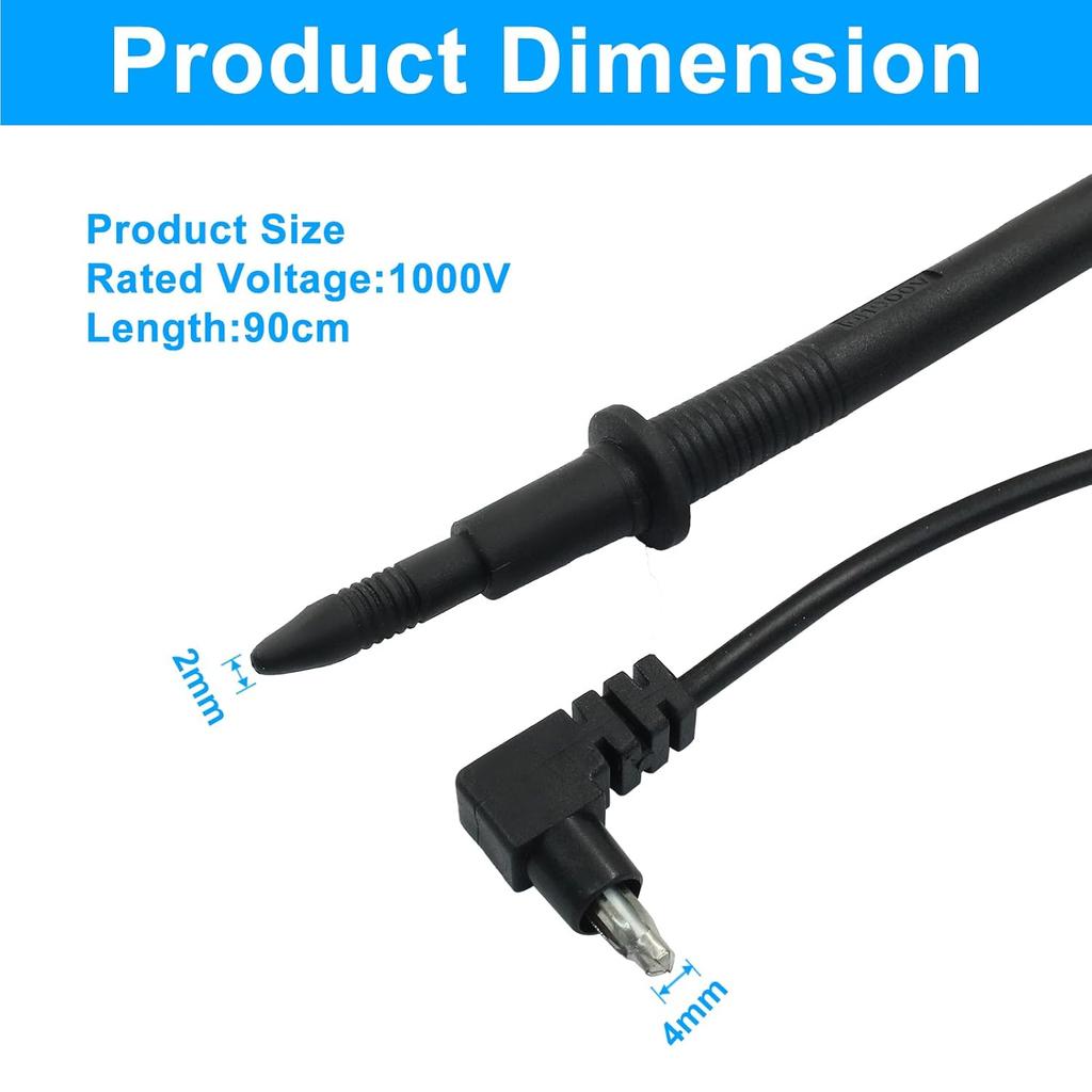 Multimeter Voltmeter Test Lead, Cable Banana Plug Probe Digital Multimeter Wire Cable 1000V, Black Red