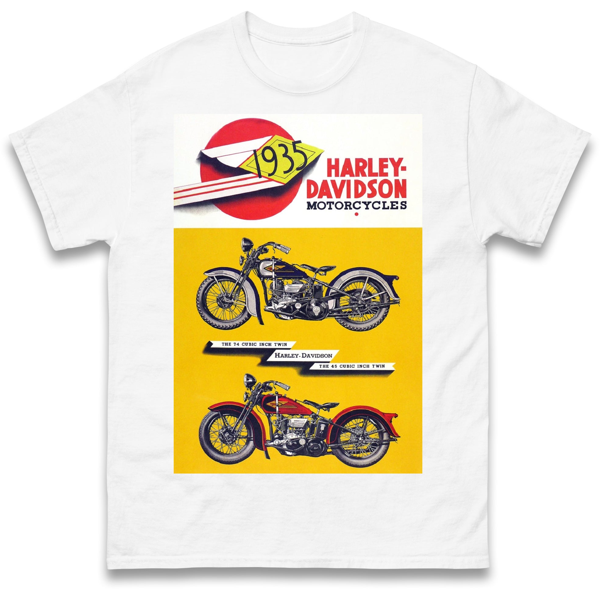 

Retro Harley Davidson Motorcycles 1935 Poster Mens T Shirt Womens Tops Tees M