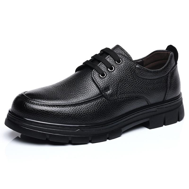 Middle-aged men's casual leather shoes 2025 autumn new leather breathable lace-up men's shoes business versatile platform single shoes