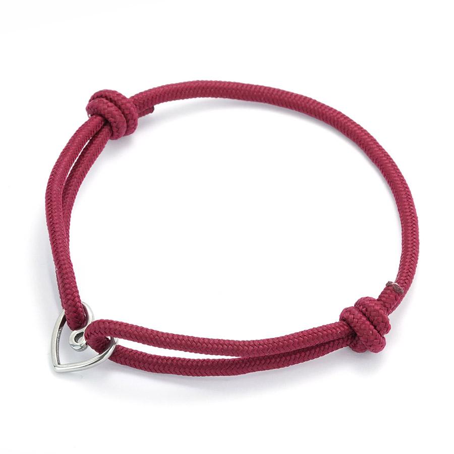 

Handmade Valentine Day Thread Bracelet Unisex Adjustable Stainless Steel Heart Charm Braslet Thin String Friendship Jewelry