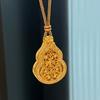 Vintager Vintage Pendentif Gourde Filigrane Creux Incrusté de Pierres Précieuses Collier pour Femmes, Amulette Bouddha Personnelle Ouvrable Chaîne de Pull