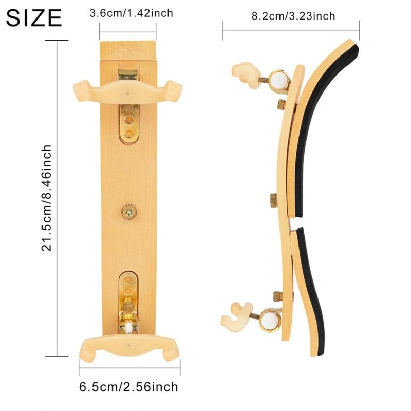 Ergonomic Violin Chin Rest 4/4 Adjustable Height Wood Shoulder Support Comfortable Violin Shoulder Cushion for Comfort