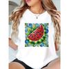 Women'S Casual Summer T-Shirt with Vibrant Watermelon Slice Print - Soft, Comfortable Round Neck Short Sleeve Top In