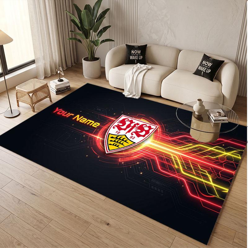 Custom Rug VfB Stuttgart FC Pattern Print Name Text Soft Non‑Slip Floor Carpet for Home Indoor Decoration