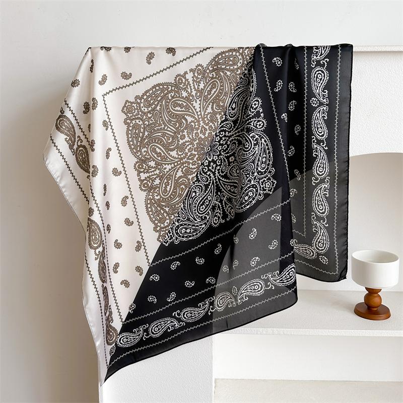 

NEW Unisex Luxury Brand Cashew Flower Contrasting Tie Shawl Silk Square Scarf Women s 70cm Headscarf one size