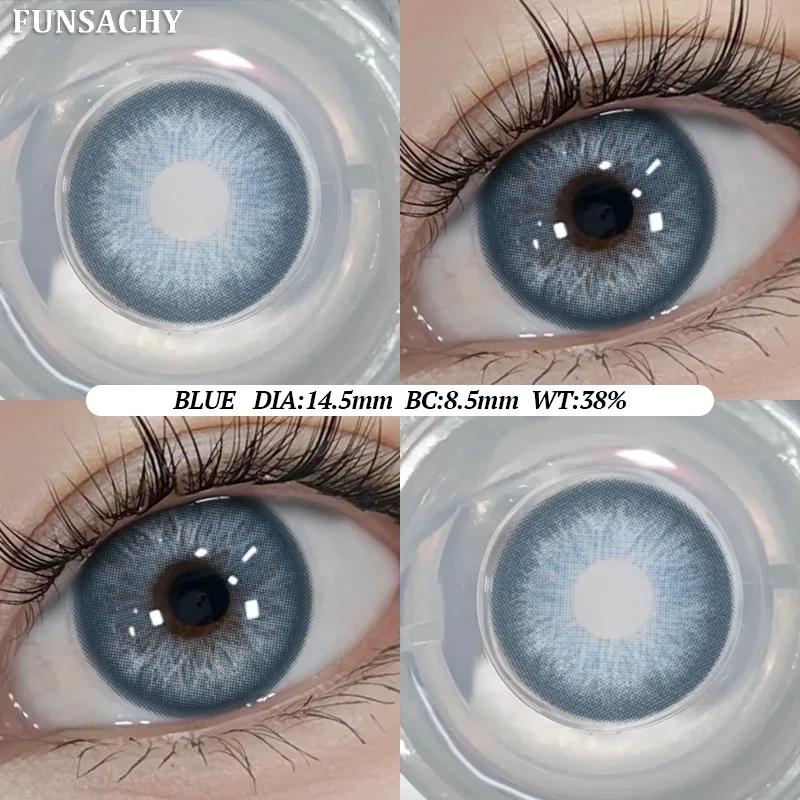 FUNSACHY Color Contacts 1Pair Natural Brown Korean Big Eye Contact Lenses for Eyes Beauty Gray Pupils Colored Soft Lens Yearly