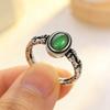 BF CLUB 925 Sterling Rings for Women Simple Geometric Handmade Irregular Retro Fish Green Stone Ring Allergy For Birthday Gift