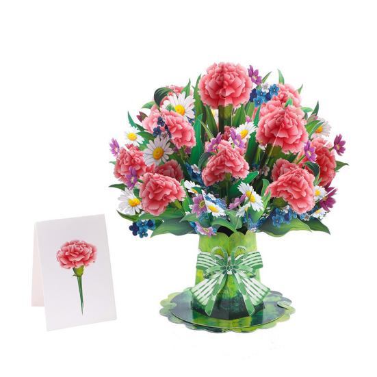 3D Pop-Up Blumenstrauß Grußkarte Sonnenblume Lilie Tulpe Nelke Blumenstrauß Karte für Muttertag Lehrertag Abschluss Jahrestag Geburtstag
