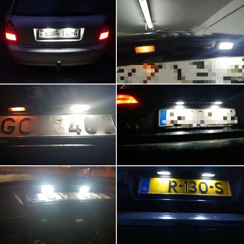 2pcs White Car LED Number License Plate Lights lamp 12V for f2 A4 B8 A5 Q5 S5 TT S4 Error Free Led License Plate Lights