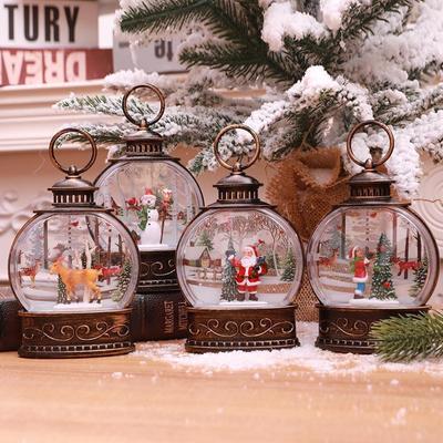 Bola de nieve navideña iluminada, linterna LED de noche a batería con gancho, adornos para árbol de Navidad, ideas para regalar