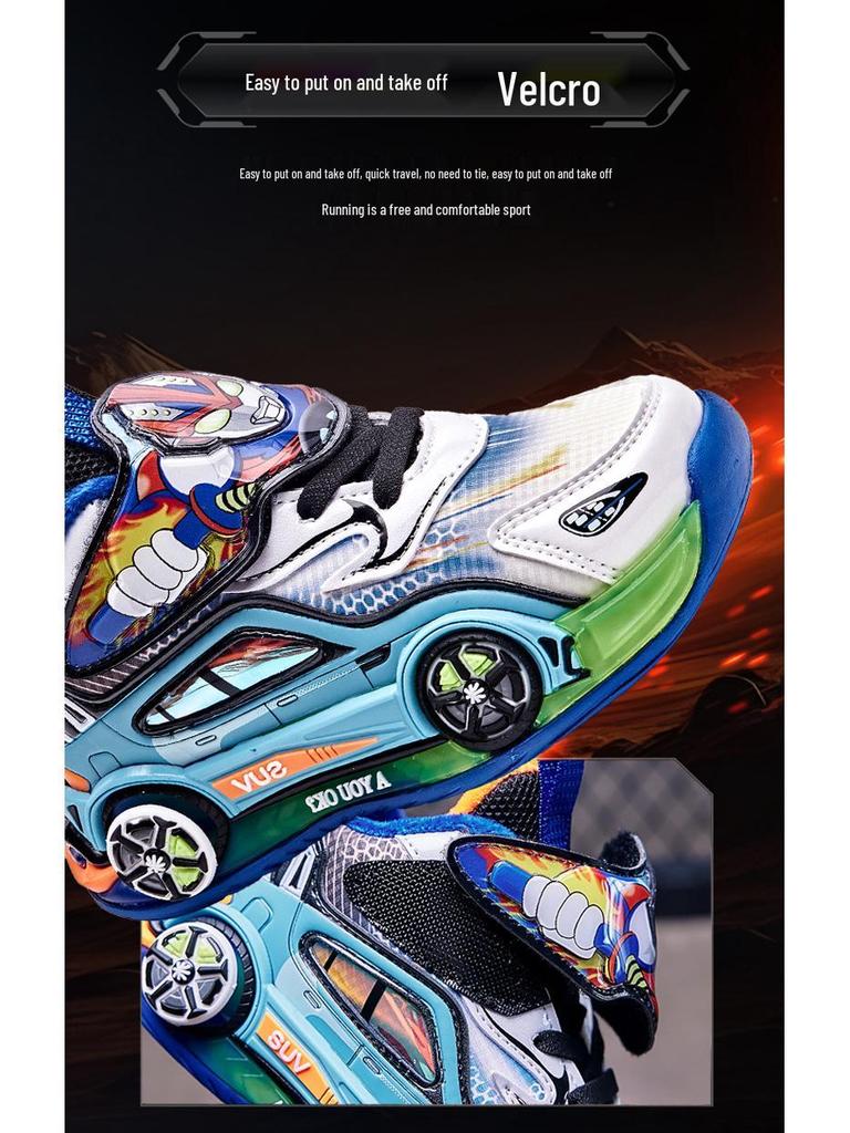 Ultraman Boys' Fleece-Lined Winter 2025 Cotton Running Shoes with Lights