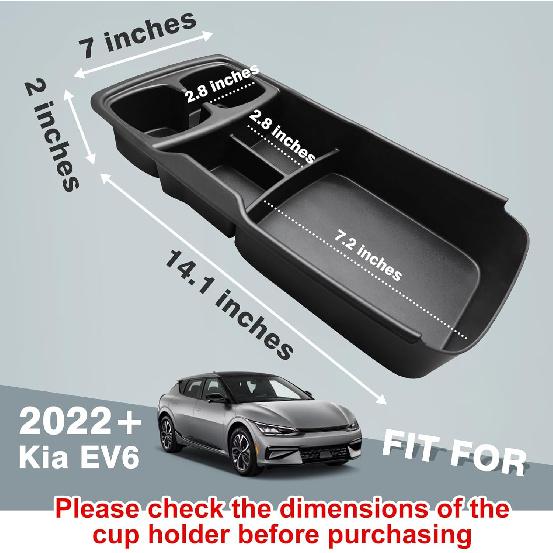 BestEvMod Lower Center Console Organizer Tray Compatible With Kia EV6 -2024 2025 Interior Accessories Storage Box ABS Material With PVC Trim