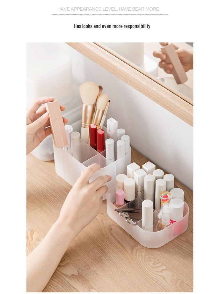 Camellia Cosmetics Organizer: Plastic Desktop Box for Makeup, Lipstick, Jewelry, and Office Supplies