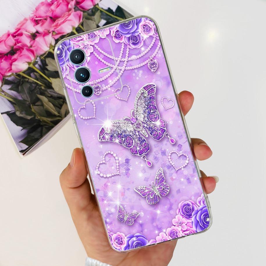 For Vivo V23 Pro V2132 Case For Vivo V23 5G V2130 V2303 Cover Fashion Flower Clear Silicone Phone Case For Vivo V23e V 23 Bumper