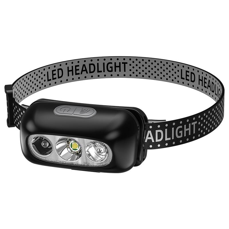 "Rechargeable Super Bright Headlamp for Outdoor Night Fishing - Ultra-Light, Long-Life, Induction-Controlled"