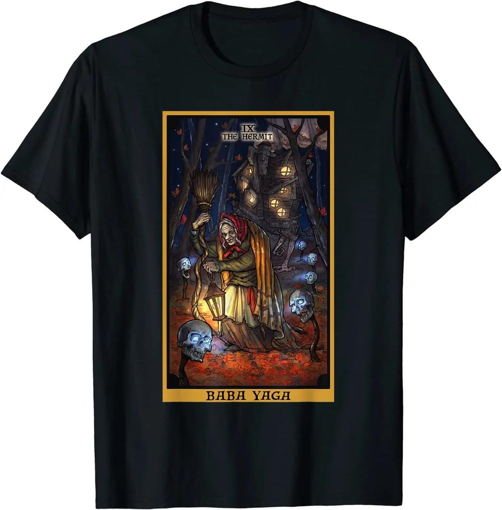 Baba Yaga The Hermit Tarot Card Slavic Mythology Pagan Witch TShirt New 100 Cotton Short Sleeve ONeck Tshirt Casual Mens Top