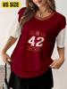 Women's crew neck T-shirt, retro college style football shirt, all-print casual season