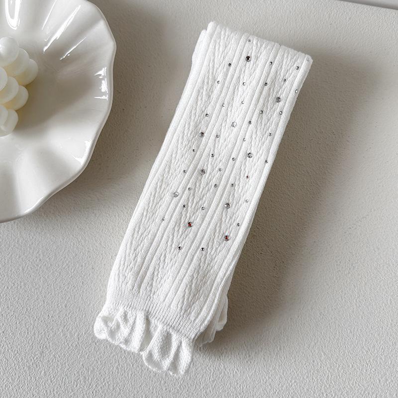 

Girls Star Lace Cotton Tights - Korean Style, Soft & Comfortable for Spring/Autumn M (Recommended Height 95-105 cm) белый