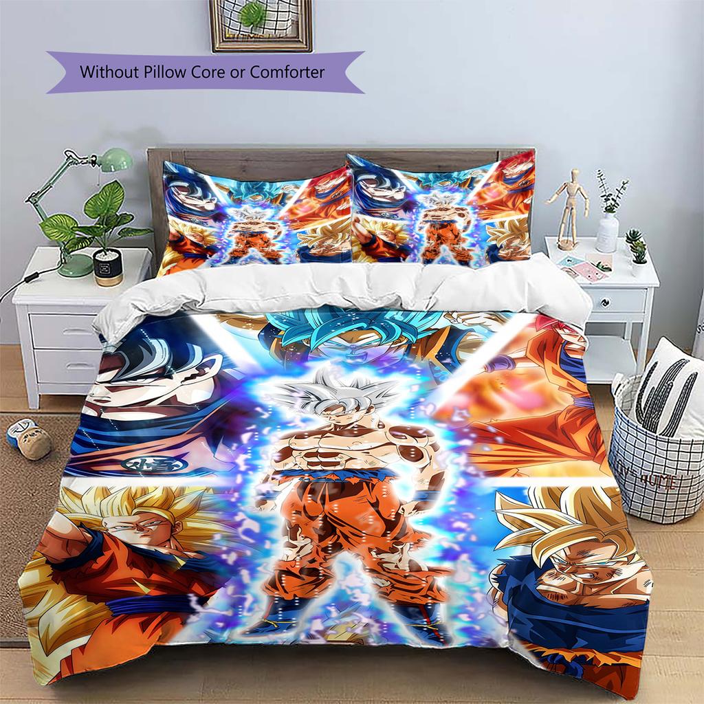 Son Goku Vzor Dragon Ball Povlečení Domácí Dekorace Narozeninový Dárek (1 * povlak na peřinu + 2 * povlak na polštář, bez jádra)