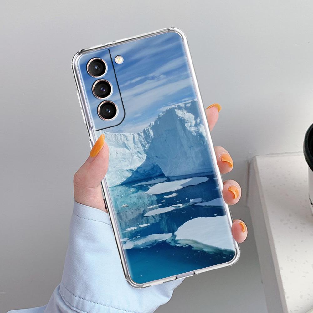 Phone Case For Samsung Galaxy S26 S25 S24 S23 S22 Ultra S20 S21 FE 5G Plus Soft Clear Cover Antarctica Snow Scenery
