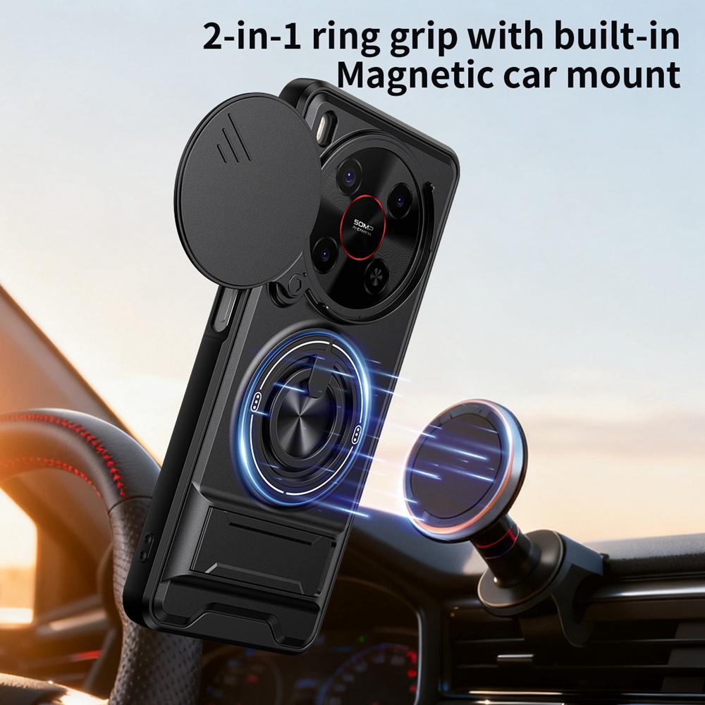 KEYSION Magnetic Phone Case for ZTE nubia V70 Max Blade V70 Max Slide Camera Protection Upright Stand 360° Ring Shockproof Cover