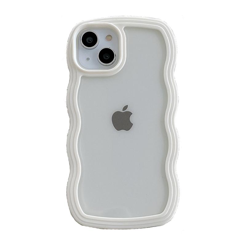 Cute Transparent Curly Wave Bumper Case For iPhone 13 11 12 14 15 16 Pro Max 17 Air XS XR Shockproof Clear Soft Aesthetic Cover
