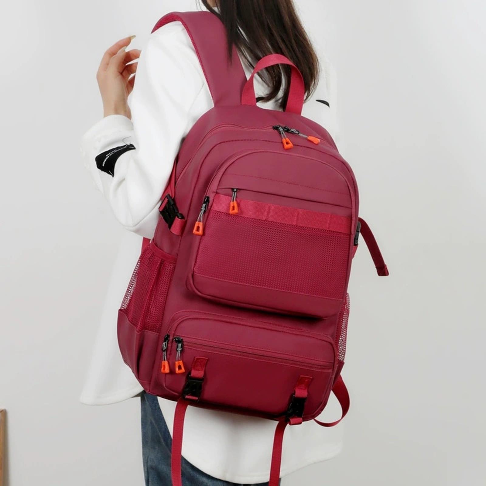 

Модный рюкзак для мужчин и женщин, классический водостойкий легкий дорожный рюкзак, повседневный рюкзак для колледжа One Size красный