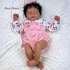 BZDOLL 50 CM Asleep Reborn Black Brown Skin Baby Doll Toy For Girl Vinyl Limbs Cloth Body Doll Lovely Handmade Birthday Gift Play House Bedtime Toy