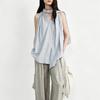 GlowGirl Lightweight Breathable V-Neck Sleeveless Shirt Women Summer Sweet Young Feel Choker Top French Style Loose Fit Casual Wear